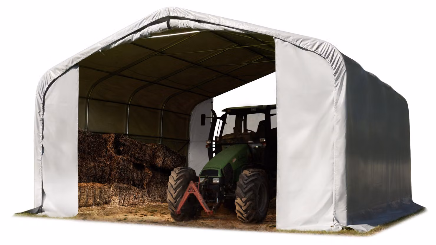 TOOLPORT Tenda da pascolo 6x6m telone in PVC 850 N grigio, Riparo, Sottofondo in cemento