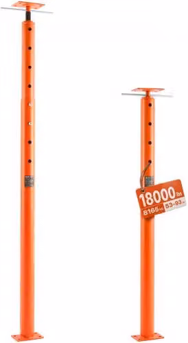 VEVOR Martinetto da Pavimento Regolabile in Acciaio Arancione, Palo di Supporto Telescopico per Seminterrato con Portata di 8164,66 kg, Altezza: 134,62-236,22 cm