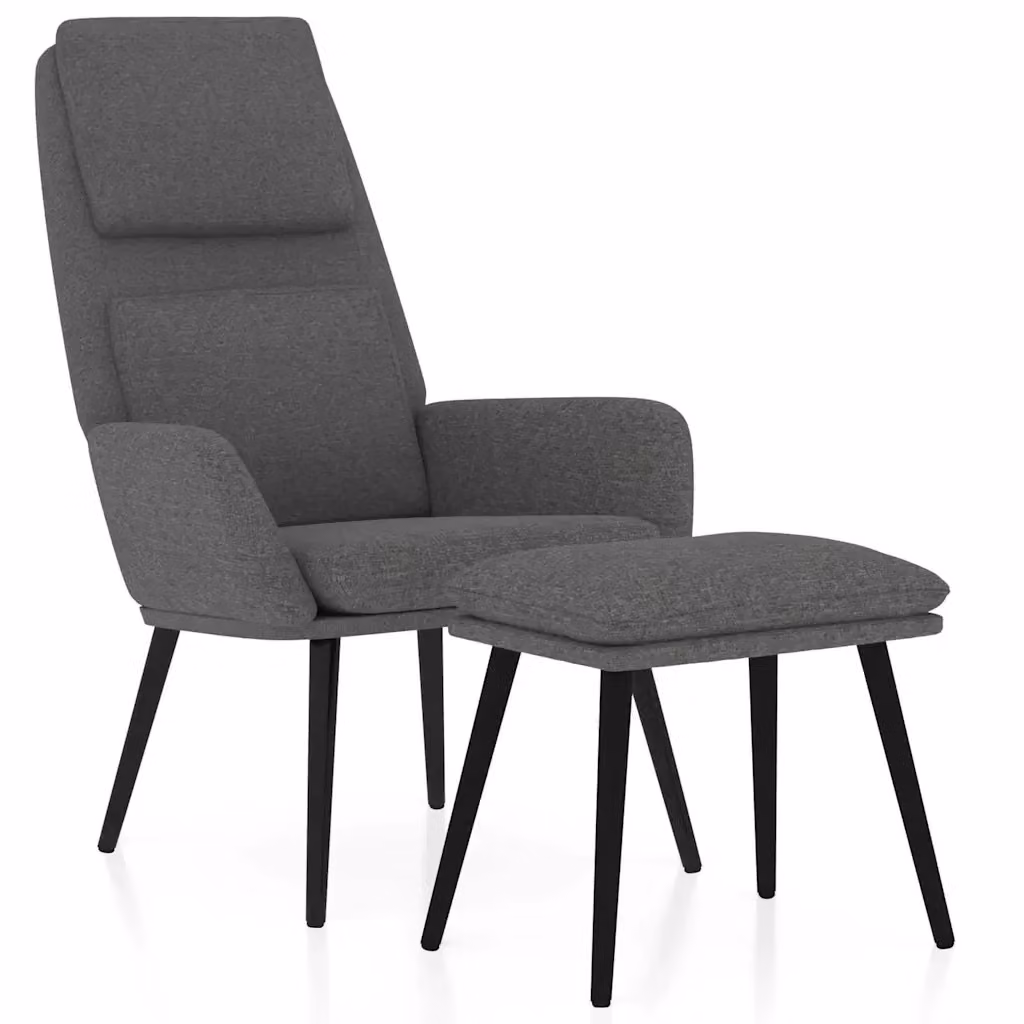 Poltrona Relax con Poggiapiedi in Tessuto Grigio Design Moderno – 2
