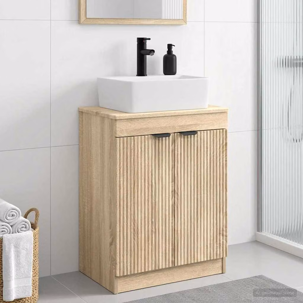 Mobile da bagno con lavabo vidaXL in Rovere Sonoma, L: 54 cm, P: 35 cm, H: 83 cm