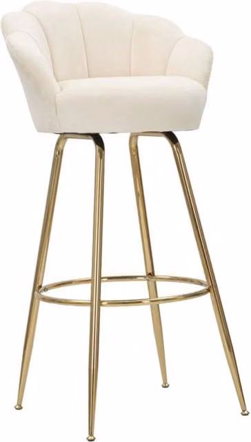 Sgabello da bar Vienna crema e gold in velluto – H 110 cm