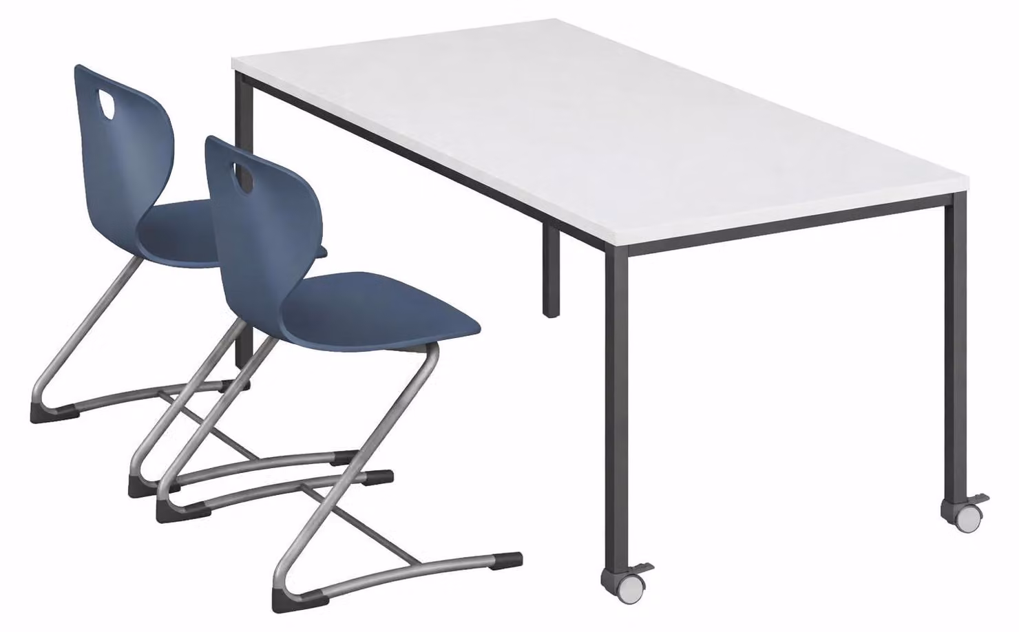 Moderno banco di scuola con sedie per un ambiente di studio confortevole