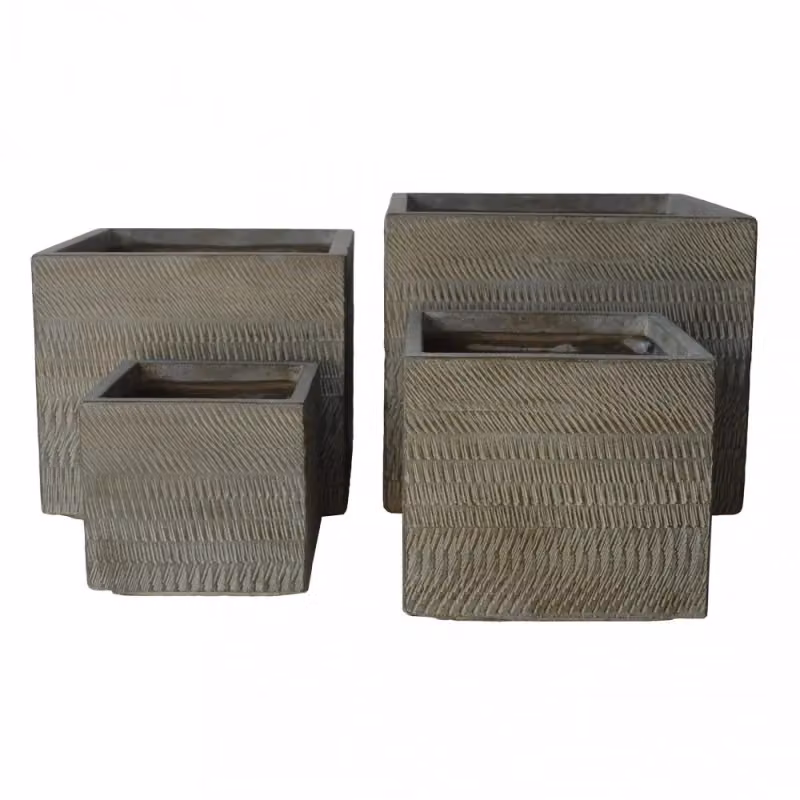 Set di 4 vasi Cosma in plastica, colori marrone e grigio – 2