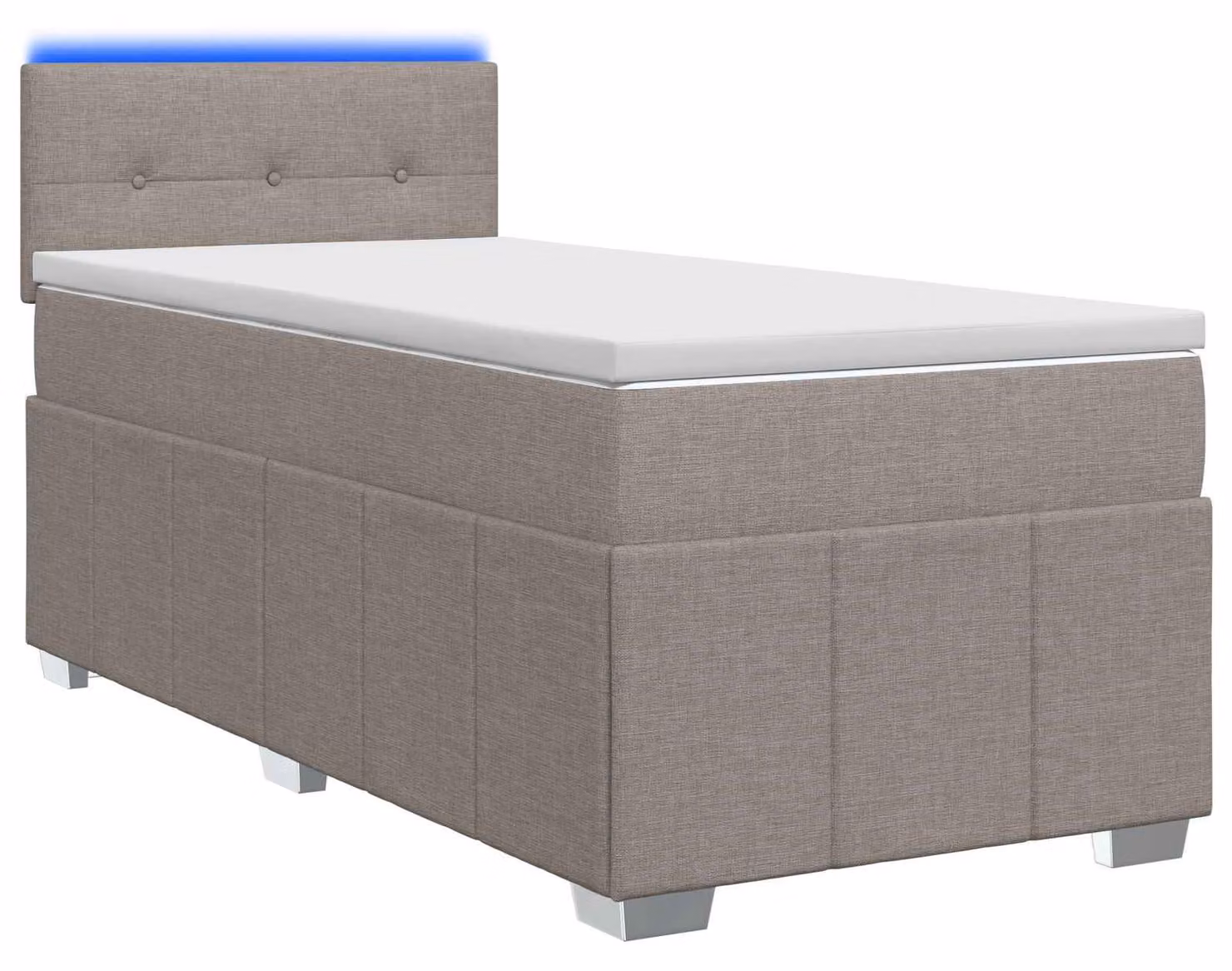 Letto a molle con materasso Taupe 100 x 200 cm in tessuto
