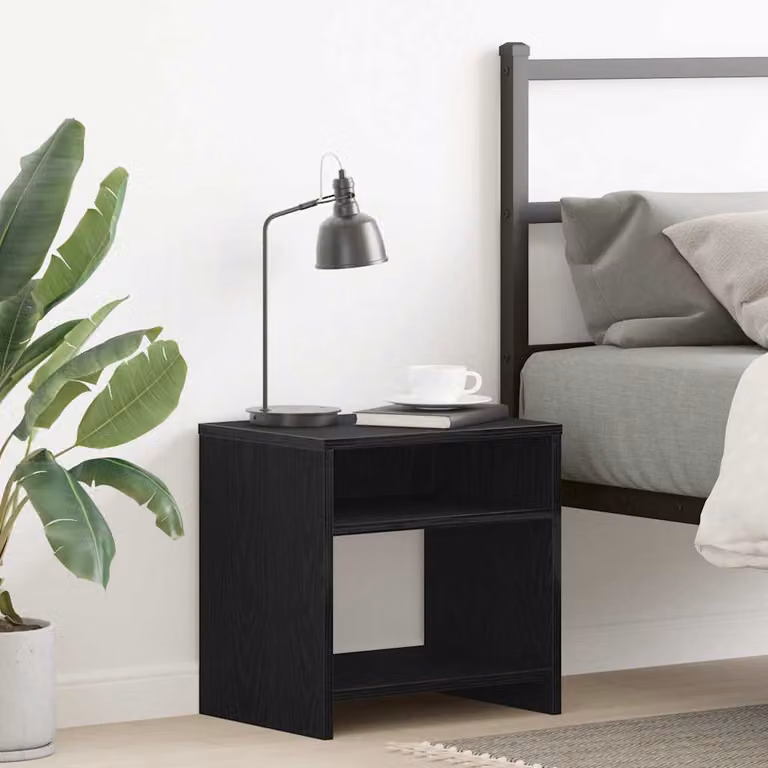 Comodino vidaXL in Legno Multistrato e MDF, Stile Industrial, Nero Opaco, L 40 x P 30 x H 40 cm