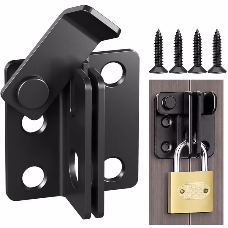 Serratura per porta in acciaio inossidabile, nera, 45 x 40 mm