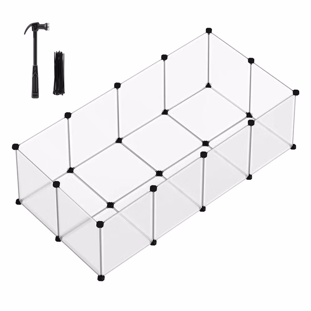 Recinto per Animali con Fondo, Bianco / 143 x 73 x 46 cm