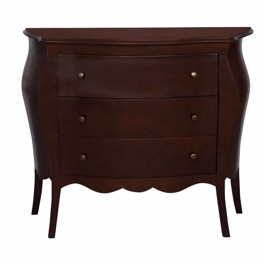 Cassettiera classica in legno di pino con 3 cassetti Mobili 2G colore marrone L: 118 cm, P: 50 cm, H: 85 cm – 1