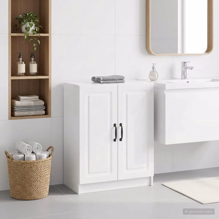 Mobiletto da bagno vidaXL UTRECHT moderno bianco lucido L: 59,5 cm, P: 31 cm, H: 77 cm