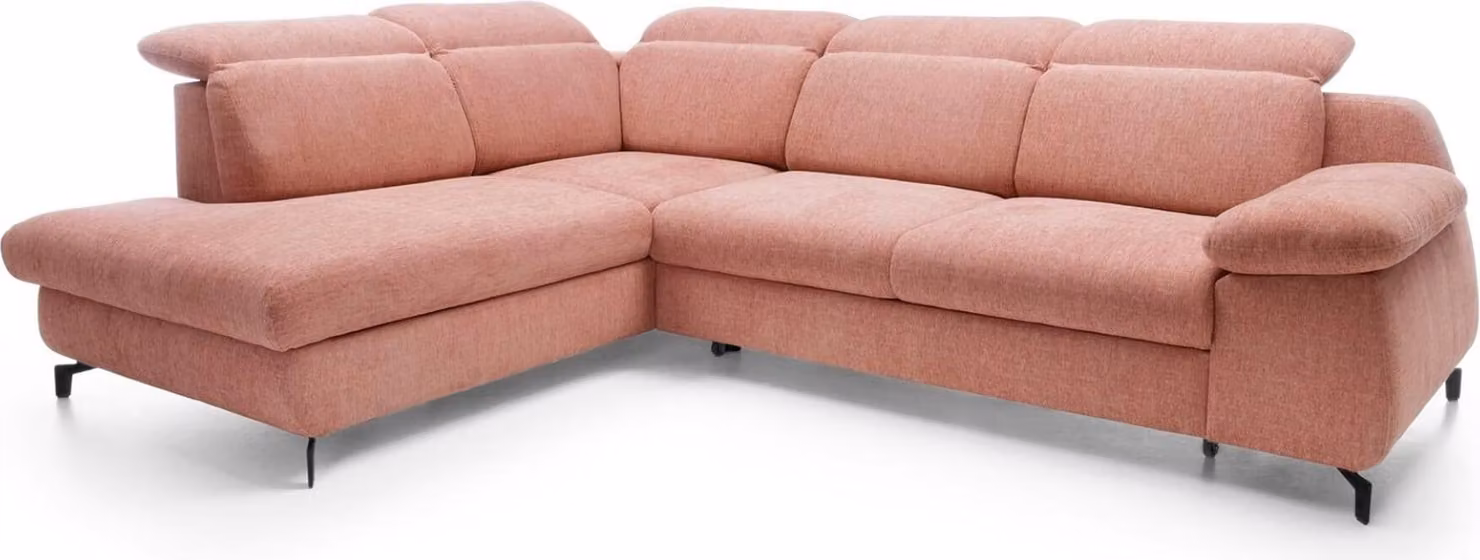 FURNLUX Divano angolare Cobra Rosa e Nero 288cm / Colore principale: Rosa / Dimensioni: 288 x 106 x 223 cm