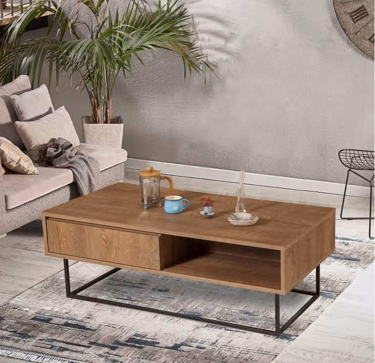 Skye Decor, Dale- DaleSPH, colore noce, nero, tavolini, 43x120x60 cm, 100% pannello di particelle rivestito in melamina