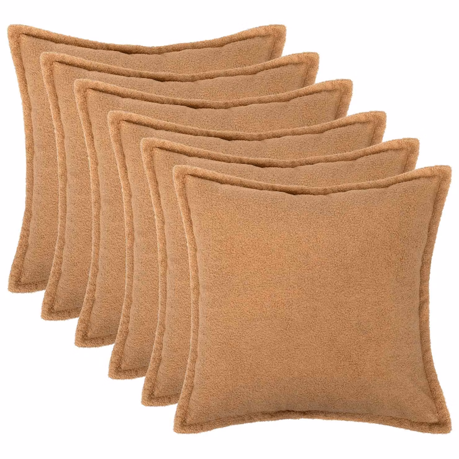 Set di 6 federe vidaXL HOUTEN beige in tessuto bouclé, L 45 cm x P 45 cm