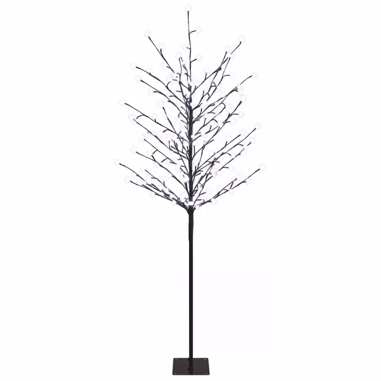 vidaXL Albero di Natale con palline LED Nero 150 cm Acciaio 185 LED