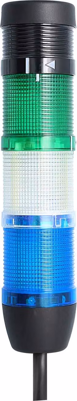 Colonna segnaletica STEX24 blu-bianca-verde, 50 mm, 24 V CA/CC, luce LED fissa con cicalino, cavo da 2,5 metri, SS50-B3/24 142
