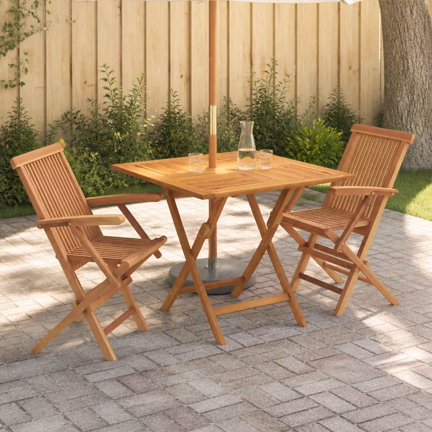 Set Bistro da Giardino Pieghevole vidaXL in Legno di Teak Marrone, 3 Pezzi