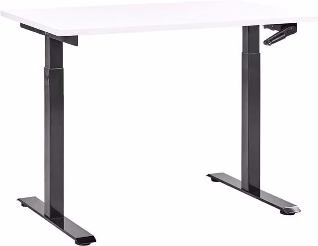 Scrivania regolabile in altezza BELIANI con piano in legno bianco e telaio in metallo nero L: 120 cm, P: 72 cm, H: 119-120 cm