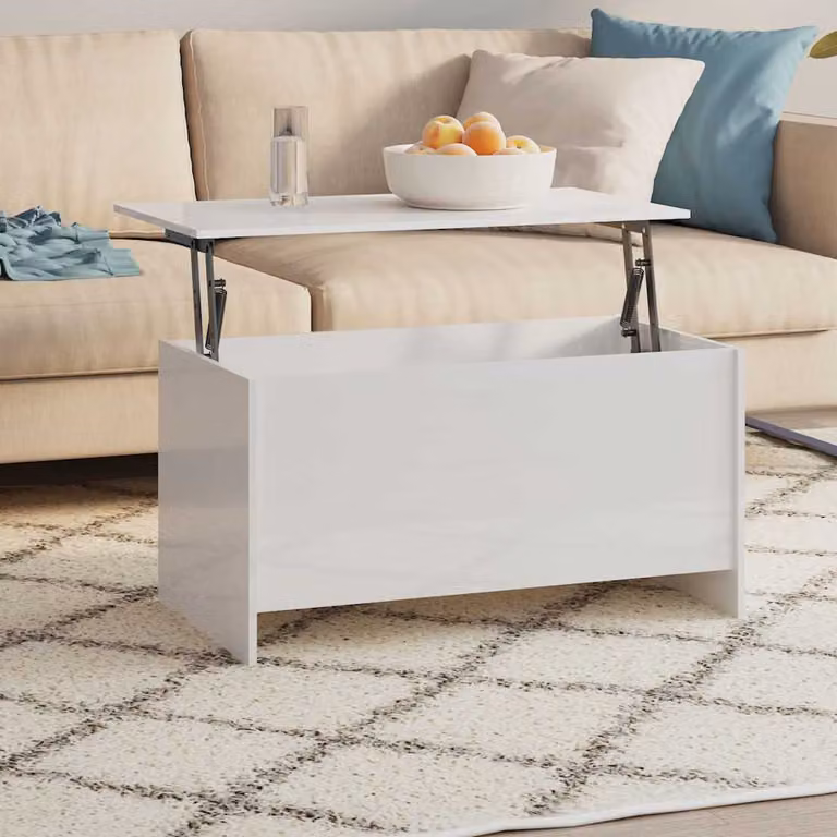 vidaXL Tavolino da soggiorno moderno in legno bianco lucido L/P/H: 102 x 55,5 x 52,5 cm