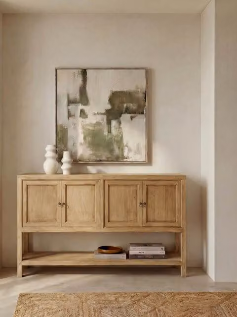 Credenza Rustica in Legno di Mango e Metallo Marrone e Oro Kenay Home