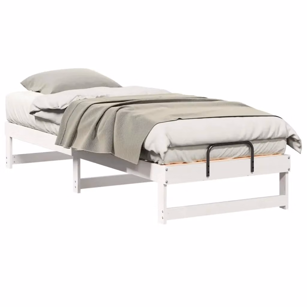 Struttura letto con giroletto e rete in pino massello bianco L 90 cm x P 210 cm – 2