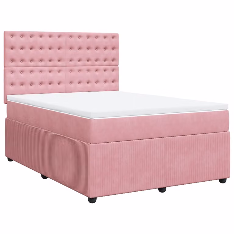 Giroletto a Molle con Materasso Rosa 160x200 cm in Velluto