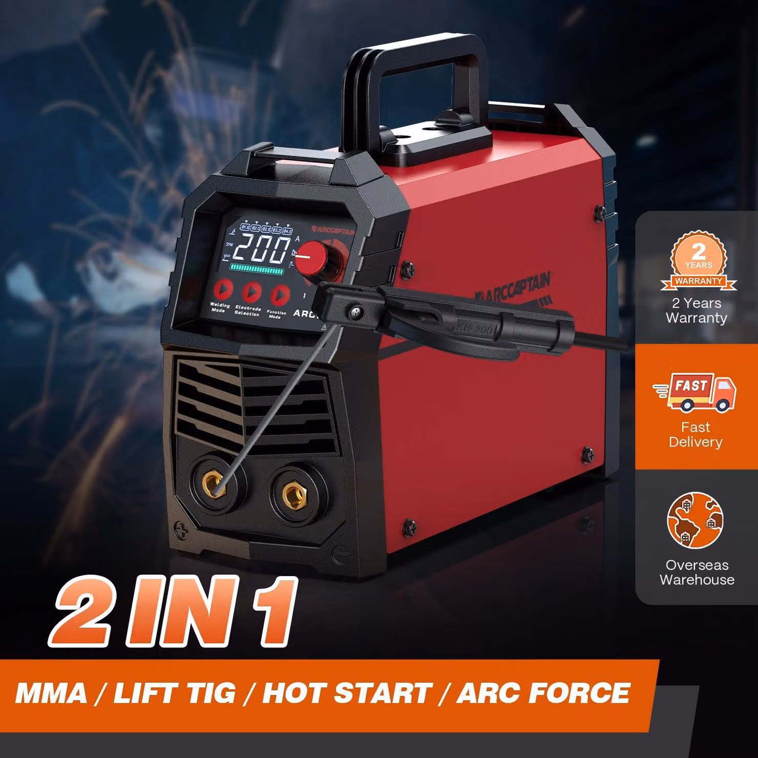 Saldatrice - 200A ARC TIG MMA - Ampio display LED - Controllo sinergico - Adatta per l'acciaio