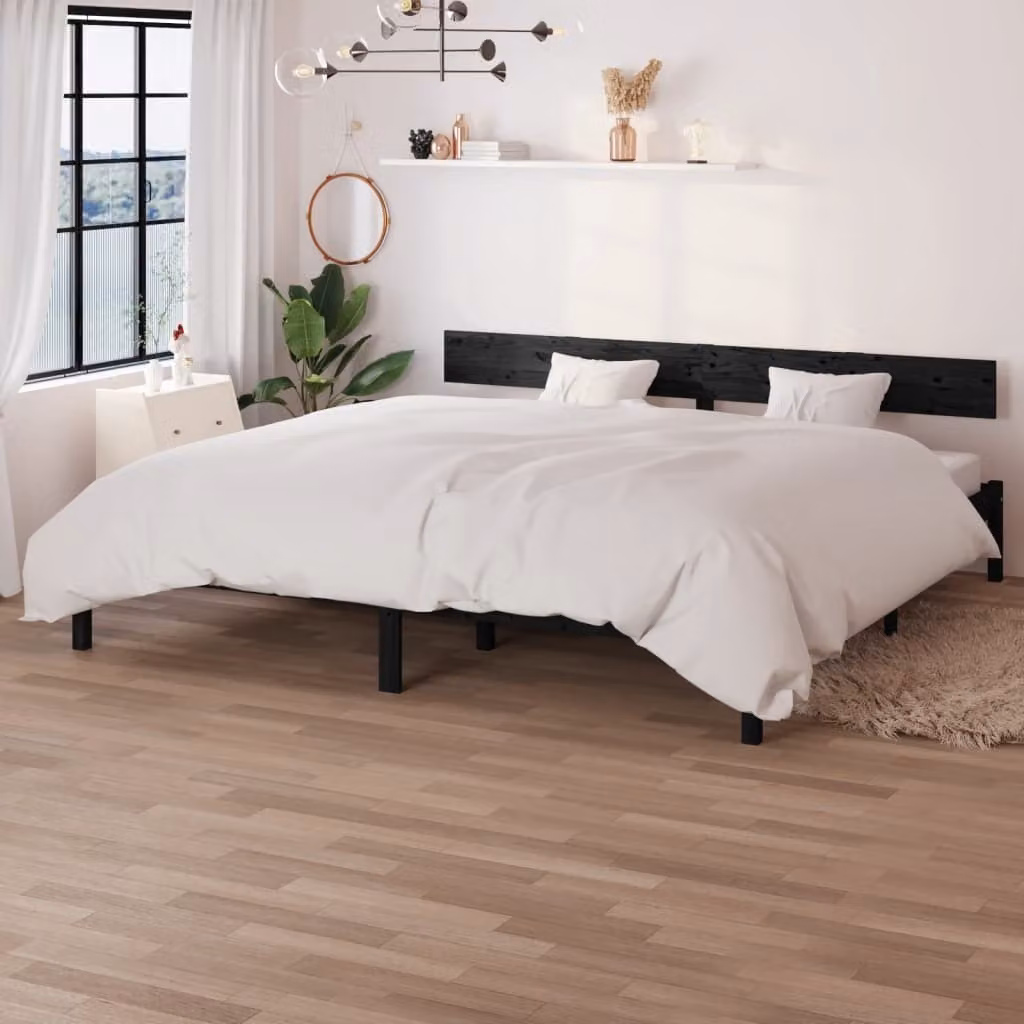 The Living Store Letto in legno massiccio di pino nero 180x200 cm