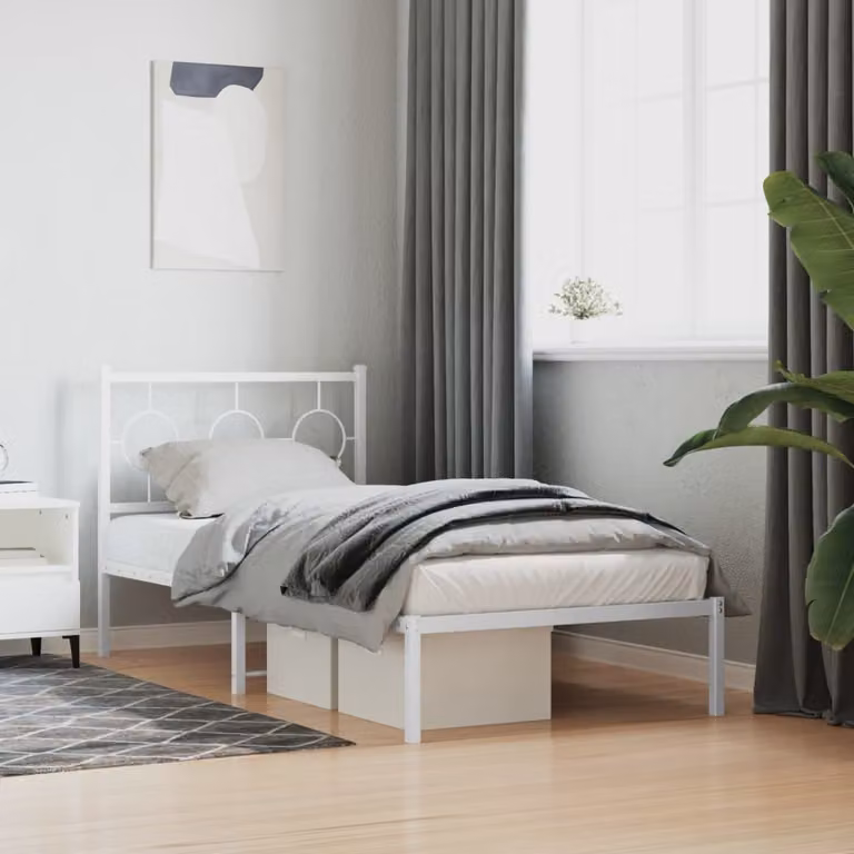 vidaXL Giroletto con Testiera in Metallo Bianco L 90 cm x P 200 cm
