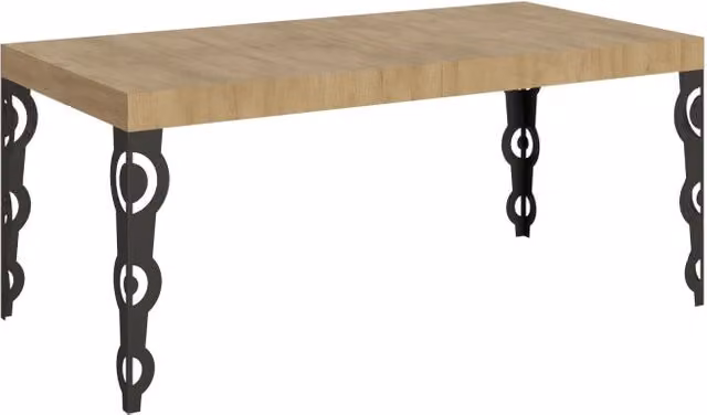 Tavolo allungabile moderno Itamoby in legno e metallo, colore Quercia e Antracite, L/P/H: 90 x 180/440 x 77 cm