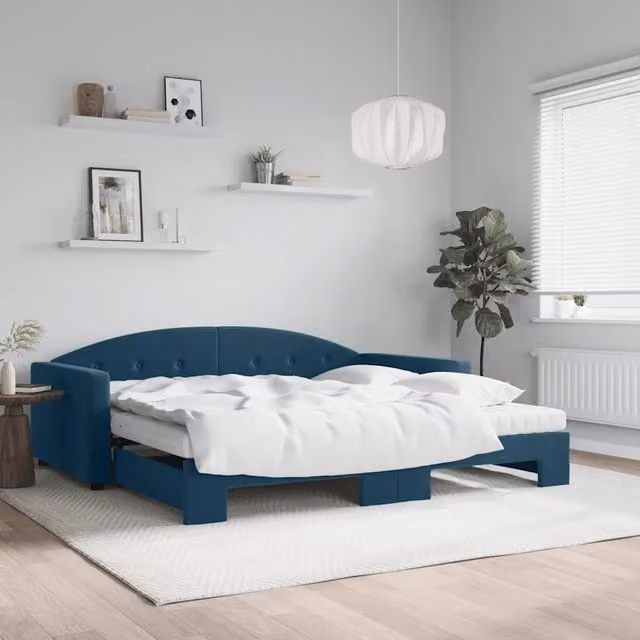 Divano Letto Estraibile vidaXL in Velluto Blu con Cassetto con Funzione Letto 100 x 200 cm – 1
