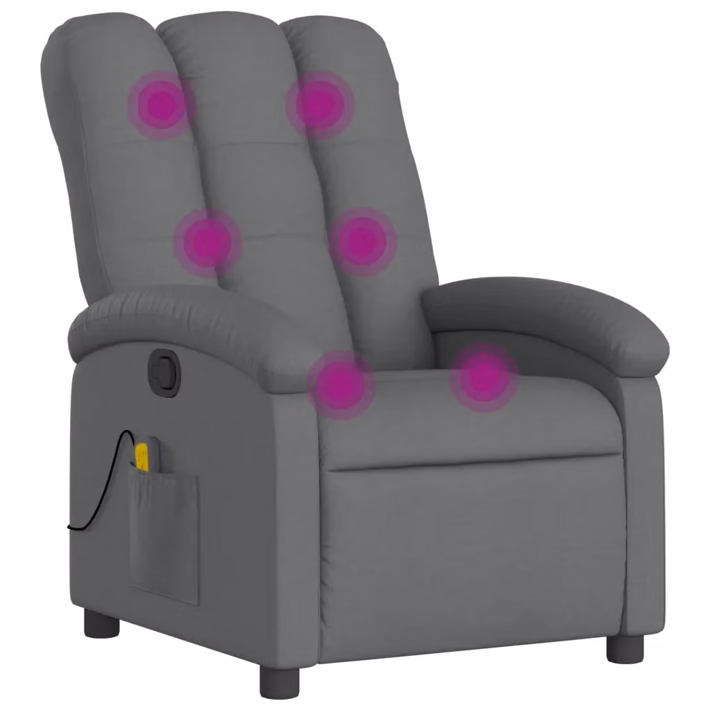 Poltrona reclinabile relax vidaXL in tessuto grigio con braccioli e leva manuale – 2