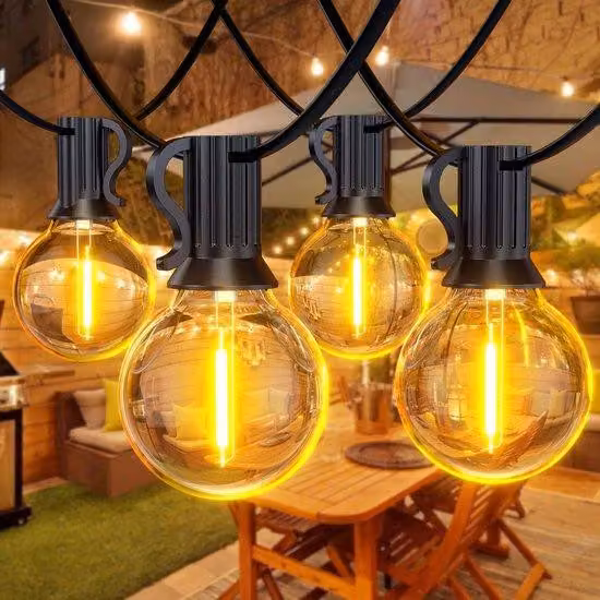 Ghirlanda luminosa a LED da esterno resistente all'acqua, 15 m, IP45 - Set da 25+1 luci per giardino, terrazza, Natale, feste e matrimoni