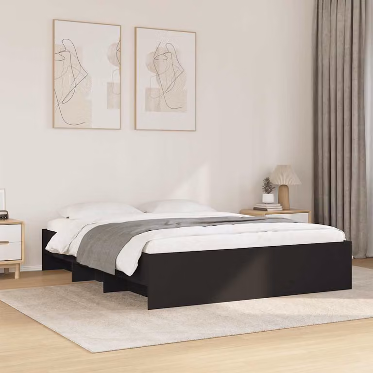 vidaXL Giroletto senza Materasso Nero in Legno Multistrato L: 160 cm, P: 200 cm, H: 163 cm