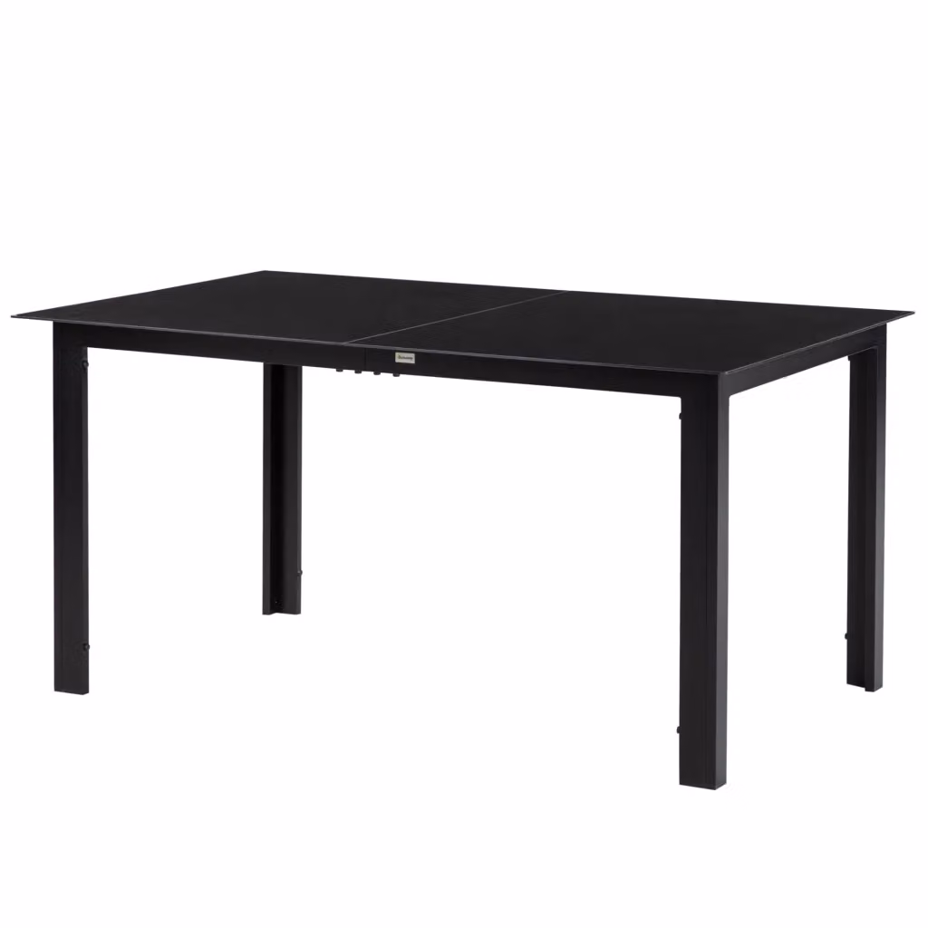 Tavolo da pranzo rettangolare allungabile Xylo in vetro temperato nero e alluminio verniciato a polvere L: 150 cm, P: 90 cm, H: 74 cm – 2