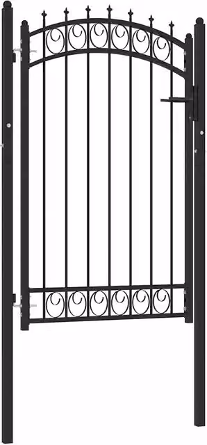 Cancello singolo per recinzione vidaXL con punte in acciaio, colore nero, L: 103 cm, H: 117 cm – 1
