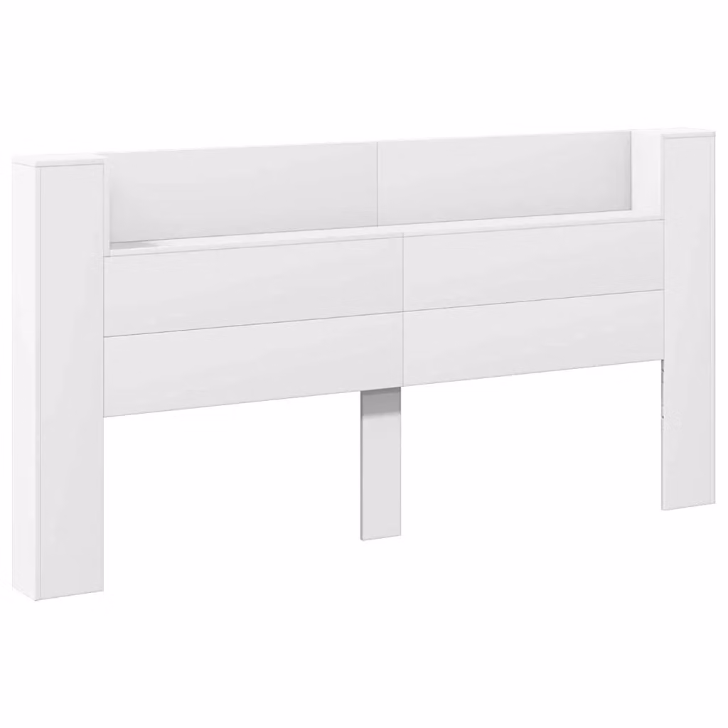 Testiera con stoccaggio e illuminazione LED vidaXL in legno bianco L: 200 cm, H: 103,5 cm, P: 16,5 cm – 2
