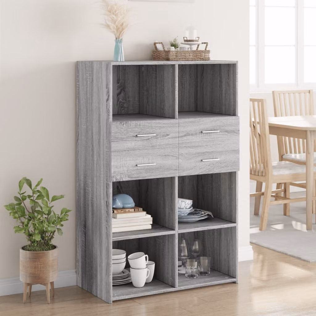 Credenza moderna vidaXL in MDF Grigio, L 80 cm x P 42,5 cm x H 124 cm – 1