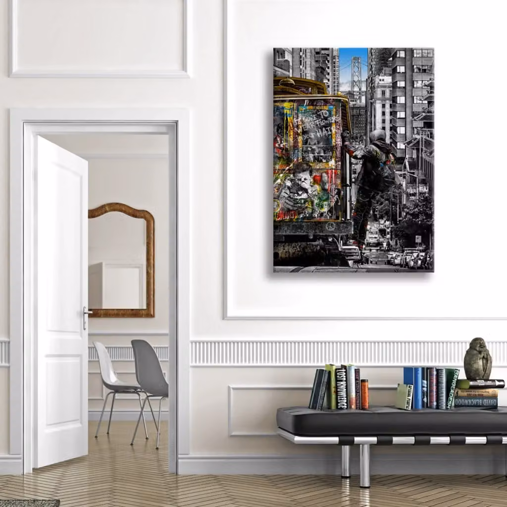 Quadro Canvas Contemporaneo 49ers Signorbit, Design Astratto Multicolore su Telaio in Legno, L 140 cm x H 100 cm – 2