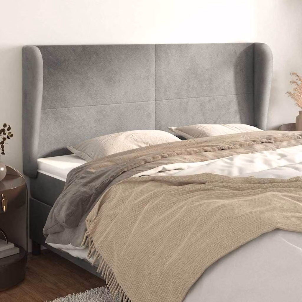 Testiera ad Orecchio vidaXL in Velluto Grigio L: 203 cm, P: 23 cm, H: 118/128 cm – 1