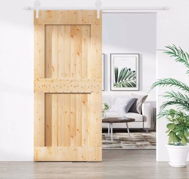 Porta scorrevole moderna vidaXL in legno e acciaio, colori bianco e marrone, L: 100 cm, H: 210 cm