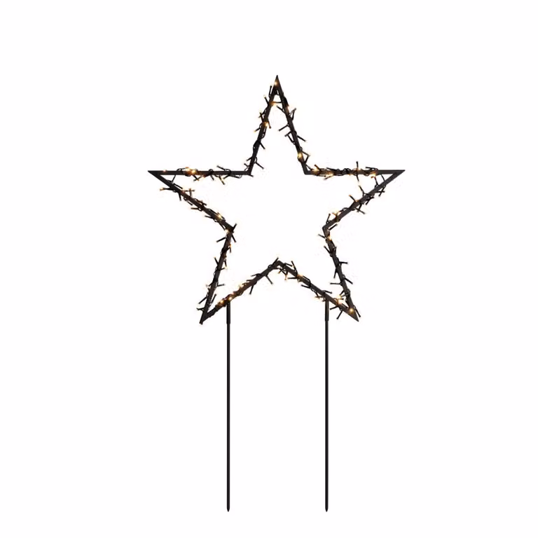 Konstsmide 4463-800 Stella metallica a LED, nera, 150 diodi color ambra, 30V, per esterni (IP44), 3,6W, cavo nero