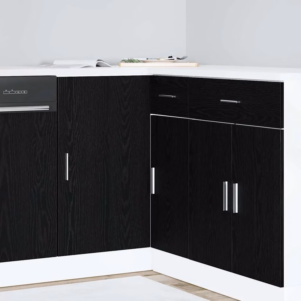 Base d'Angolo per Cucina Moderna vidaXL, Nero, L: 86 cm, P: 46 cm, H: 81,5 cm