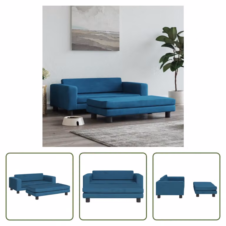 The Living Store Letto per cani con estensione blu 100x50x30 cm in velluto