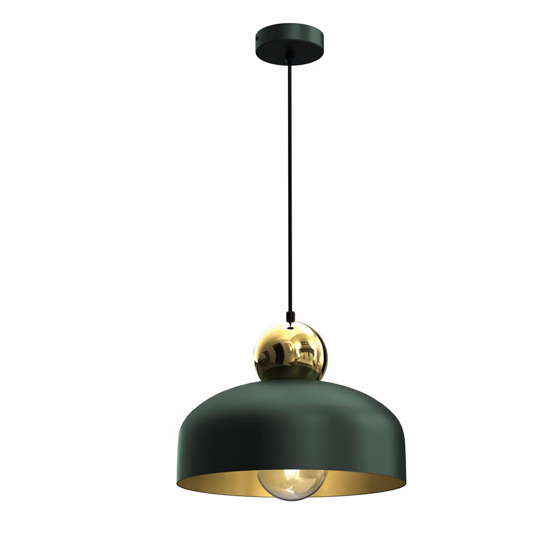 Lampadario HARALD verde e oro, 1xE27x40W, metallo, dimensioni: 80x30x30 cm, IP20, Milagro
