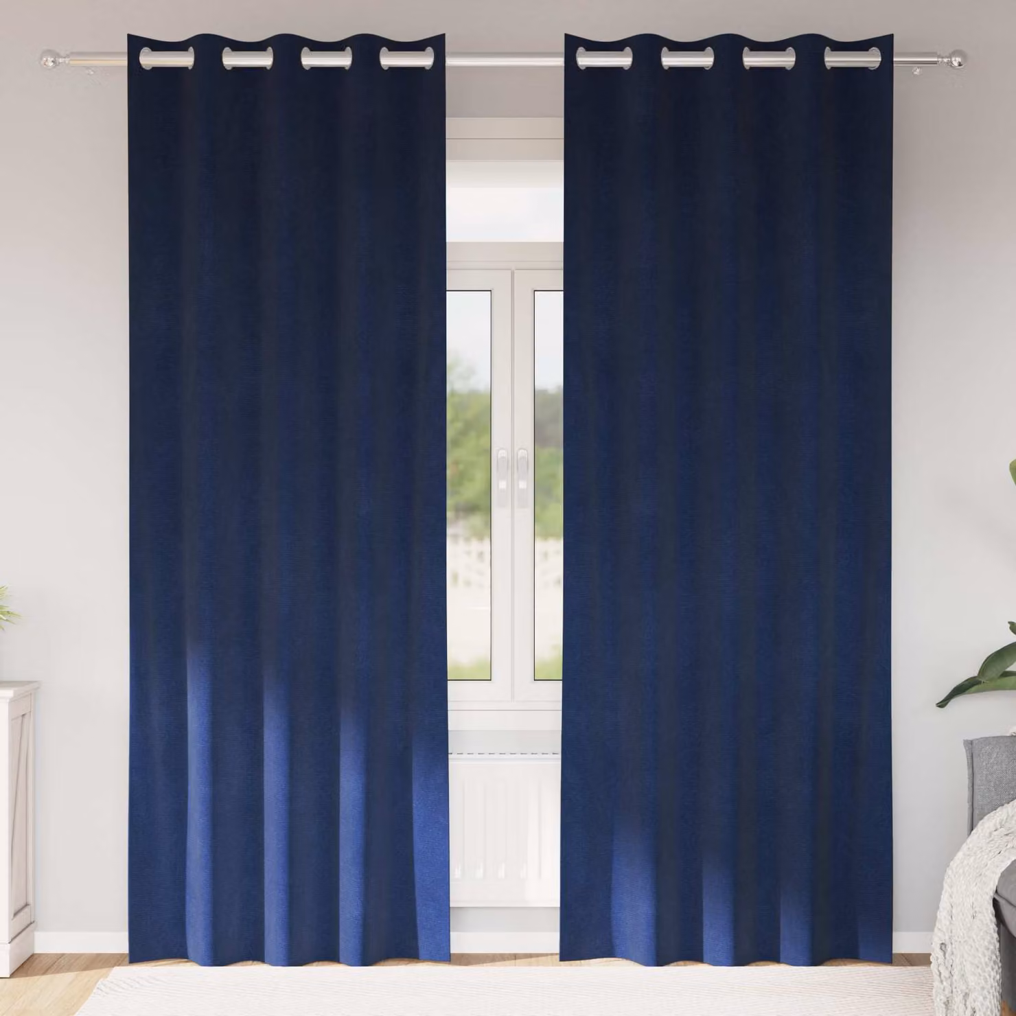 Set di 2 tende oscuranti vidaXL in velluto blu, L: 140 cm, H: 260 cm