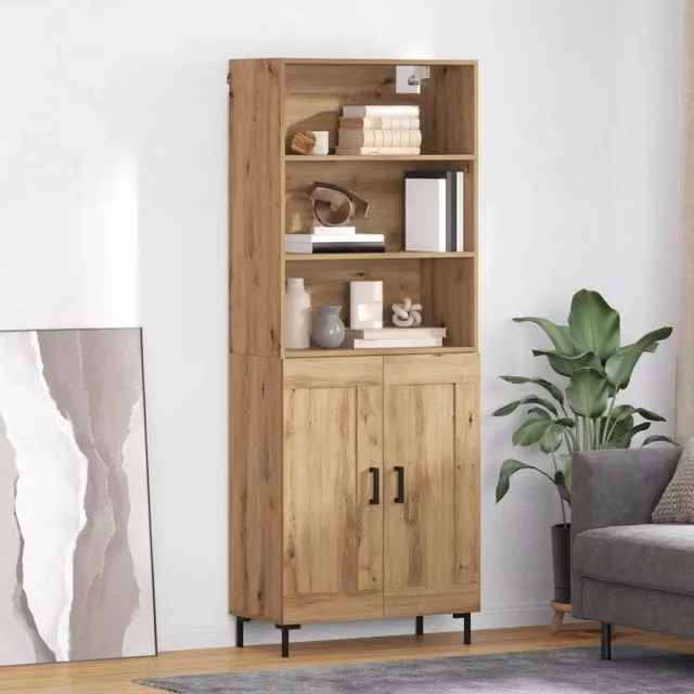 Credenza moderna in legno color rovere vidaXL L: 69,5 cm, P: 34 cm, H: 180 cm – 1