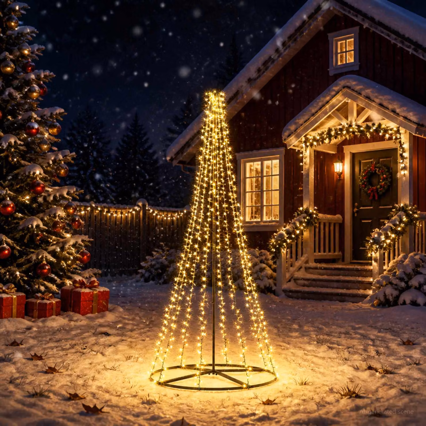 vidaXL Albero di Natale LED 235 cm 1000 LED Bianco caldo Acciaio Nero