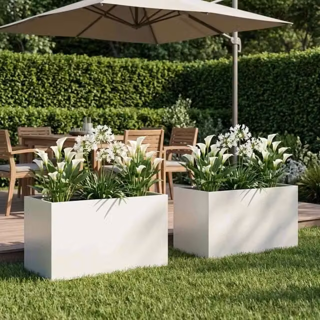 Vaso da giardino 2 pz Bianco 100 x 50 x 50 cm 8005277