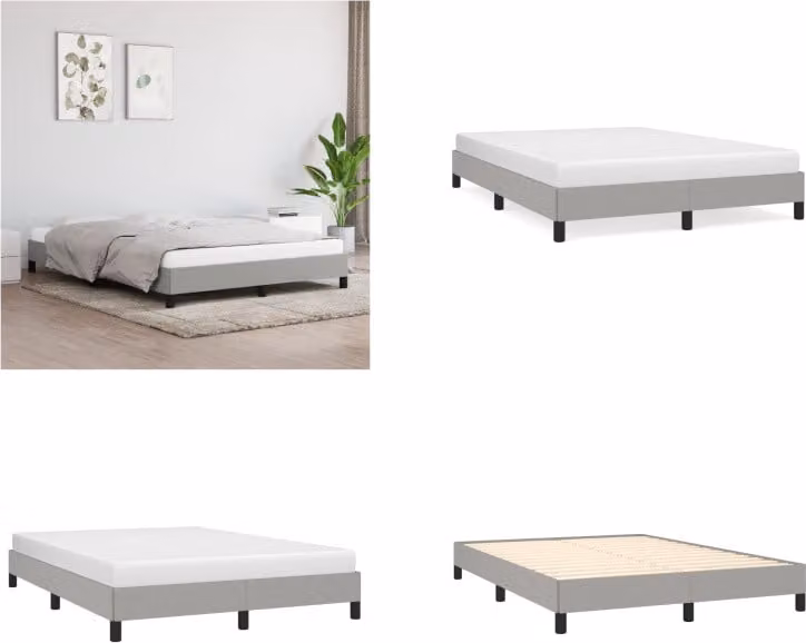 vidaXL Struttura letto grigio chiaro 140x200 cm in tessuto - Struttura letto - Cornici letto - Struttura letto - Letto