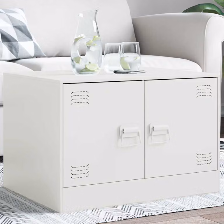 vidaXL Tavolino da Salotto Moderno Bianco in Metallo L: 67 cm, P: 50 cm, H: 44 cm