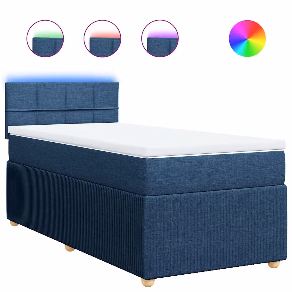 Letto a molle con materasso blu e bianco vidaXL – 2